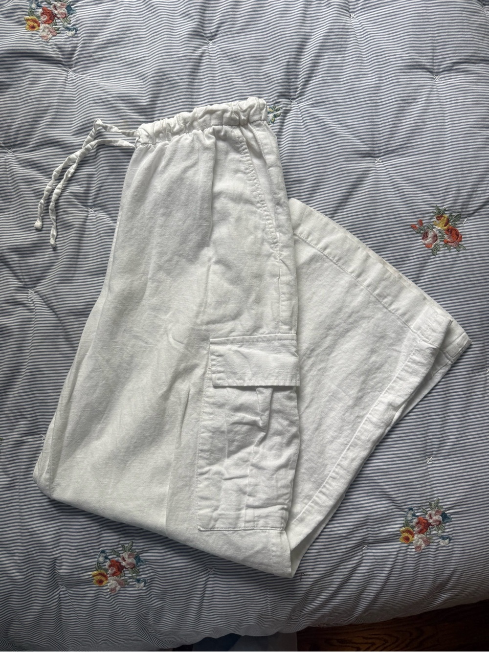 Gap drawstring linen cargo pants